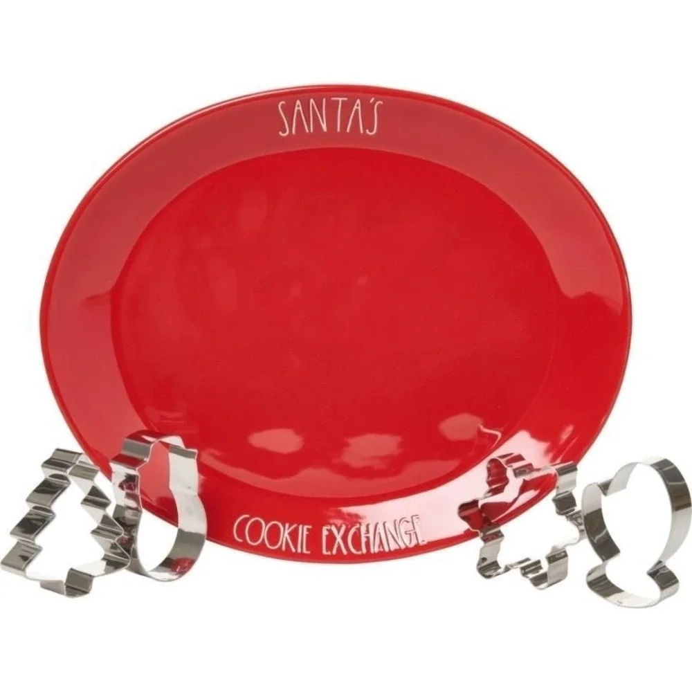 Rae Dunn New in Box Santa's Cookie Exchange Platter Set - 5-Pack